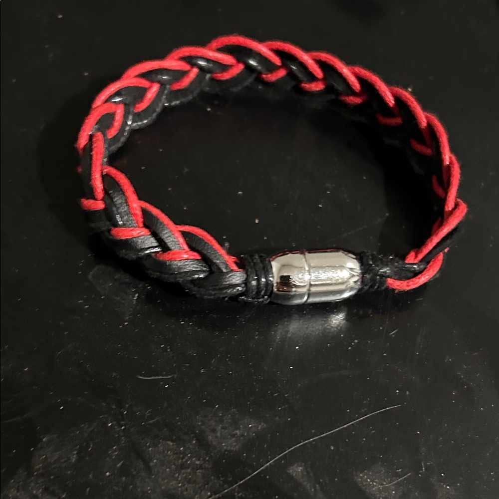 Red and Black Braided Bracelet
